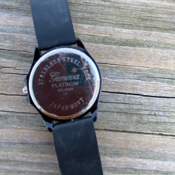 Geneva Platinum women’s watch black rubber band with crystal accents - Picture 4 of 13